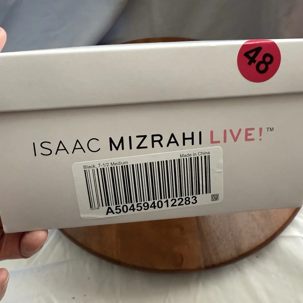 Isaac Mizrahi Live! Floral Slide Black Sandal‎ 3D Rose Petals Women's Size 7.5